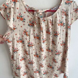 Love Floral Print Women's Top - Cream